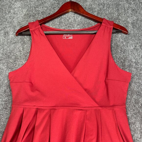 Eddie Bauer Travex Dress Womens Medium Aster Crossover Pockets Maroon Deep Red - Picture 3 of 7